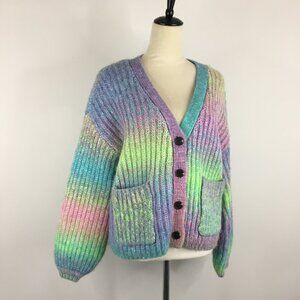 NWT INDUSTRY Republic Clothing Multi-Color Thick Knit Wool Blend Cardigan